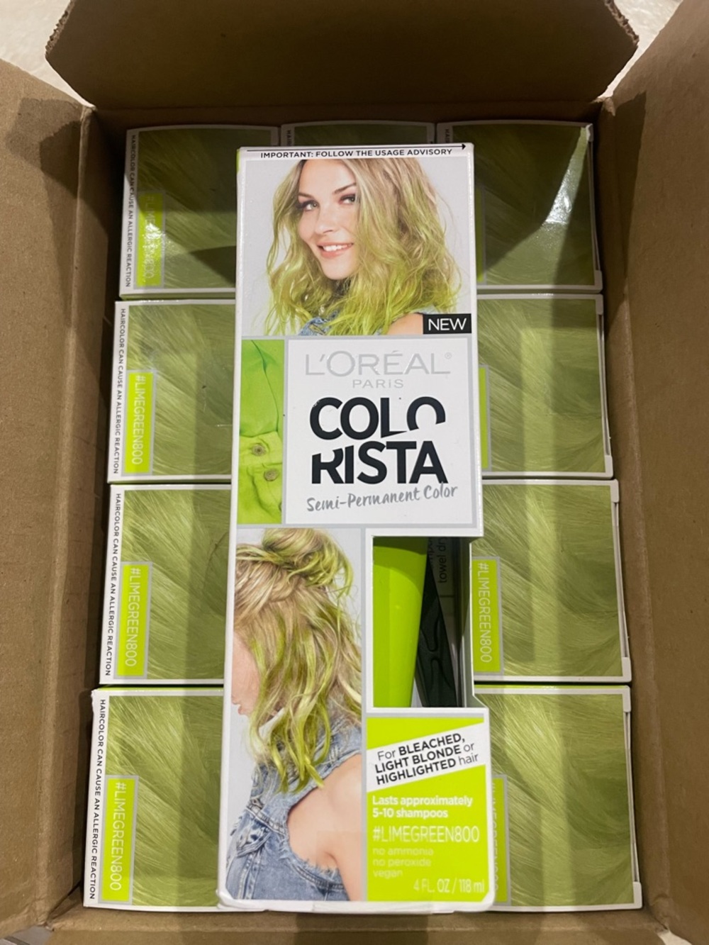 L'Oreal Paris Colorista Semi-Permanent Hair Color Dye - Pack Of 12 Lime Green